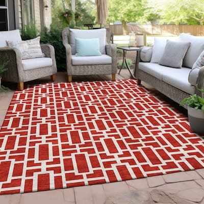 Machine Washable Indoor/ Outdoor Chantille Contemporary Geo Rug