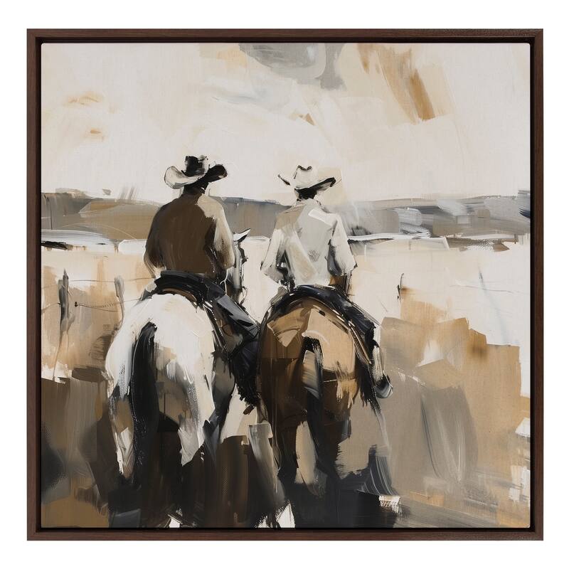 Sylvie Western Cowboy Horseback Framed Canvas by Creative Bunch Studio