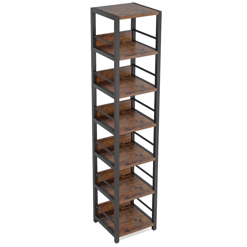Wood and Metal 75 Inch Corner Shelves, Multipurpose Storage Shelf Organizer Rack for Small Spaces