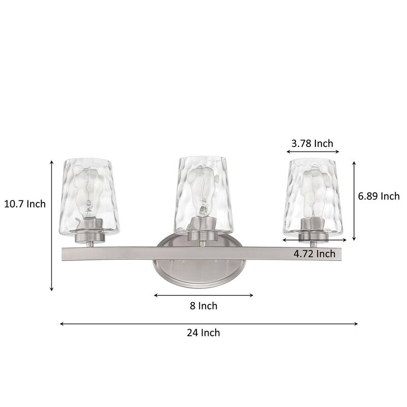 Modern Industrial 3-light Modern Bathroom Vanity Light with Art Glass