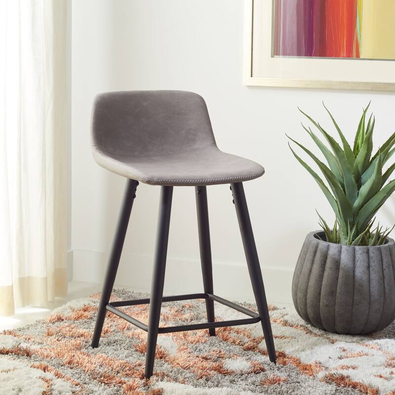 SAFAVIEH Flo 24-inch Counter Stool - 19.7" x 17" x 31.1" - 20Wx17Dx31H - Grey/Black