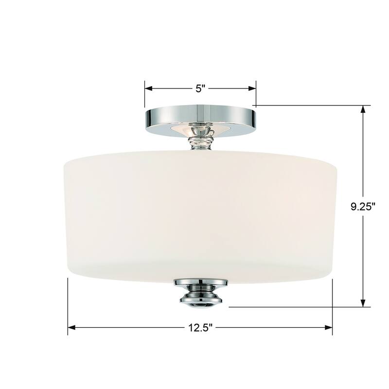Travis 2 Light Polished Nickel Ceiling Mount - 12.5'' W x 9.25'' H