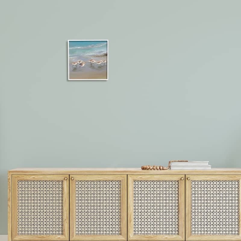 Stupell Coastal Sandpipers Beach Waves Shore Framed Giclee Art by Rick Novak