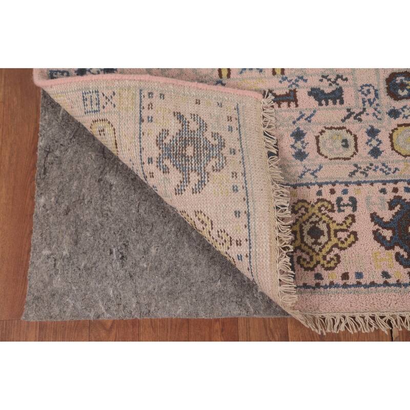 Tribal Geometric Khotan Runner Rug Hand-Knotted Wool Carpet - 2'7"x 8'0"