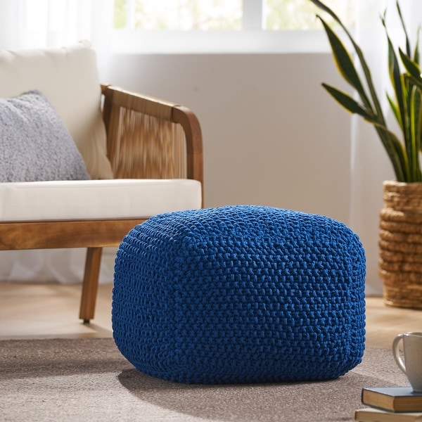 Pim Knitted Cotton Pouf by Christopher Knight Home