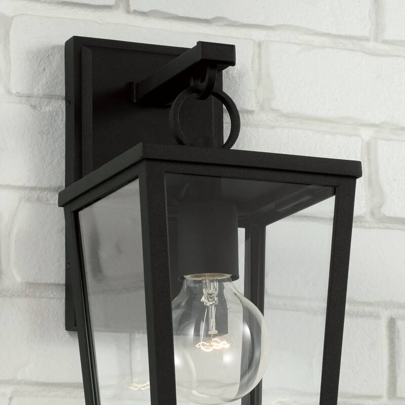 Elliot Black Outdoor Wall Lantern w/ Clear Glass