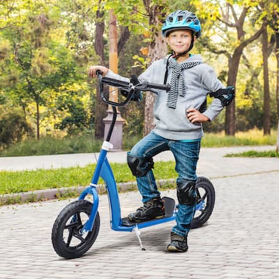 12” Lightweight Adjustable Kids Scooter with Rear Brake and Wheels Safe Riding for Children - 31.7" L x 13.7" W