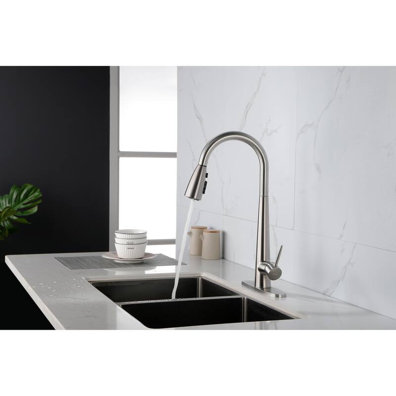Single Handle Stainless Steel Kitchen Sink Faucet with Pull Down Sprayer
