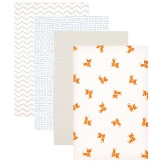 Luvable Friends Baby Boy Cotton Flannel Receiving Blankets, Fox 4-Pack, One Size - Fox 4-Pack - One Size