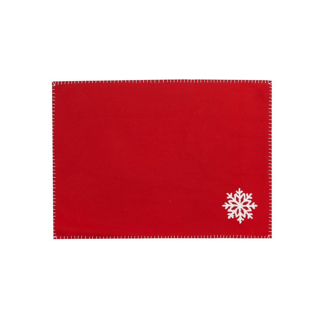 Wool Placemat, Set of 4, Snowflake - Set of 4