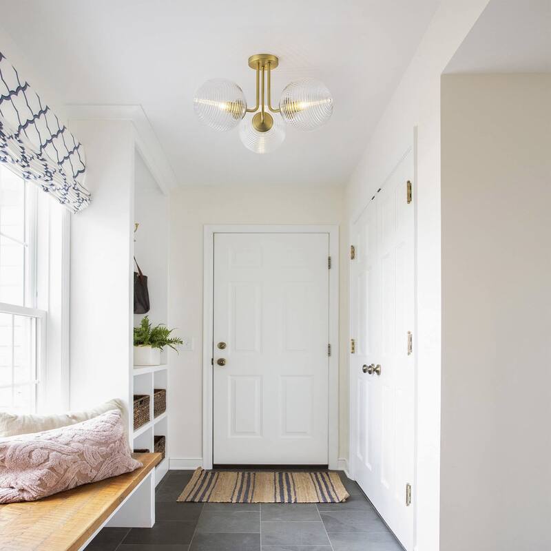 3 - Light 22'' Modern Sputnik Globe Glass Semi Flush Mount Light