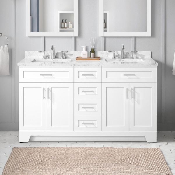 Ove Decors Cruz 60 in. Double Sink Bathroom Vanity in Pure White