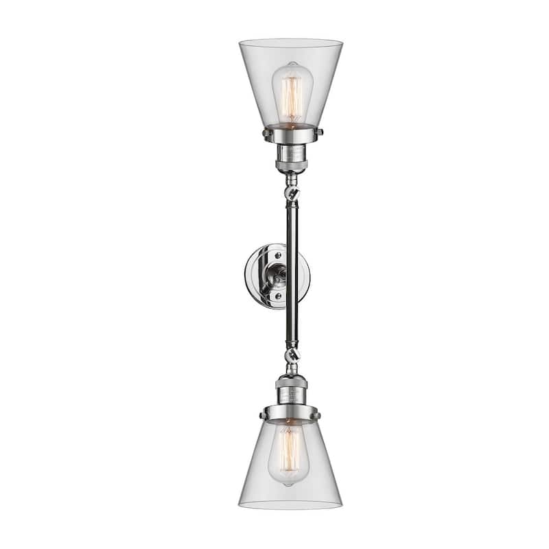 Innovations Lighting Small Cone 2 Light 23" Wide Bathroom Vanity Light - Polished Chrome / Clear