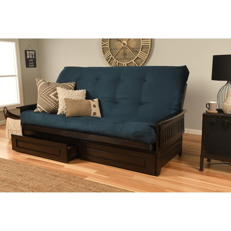 Somette Phoenix Queen-size Storage Futon Set in Espresso Finish with Suede Mattress