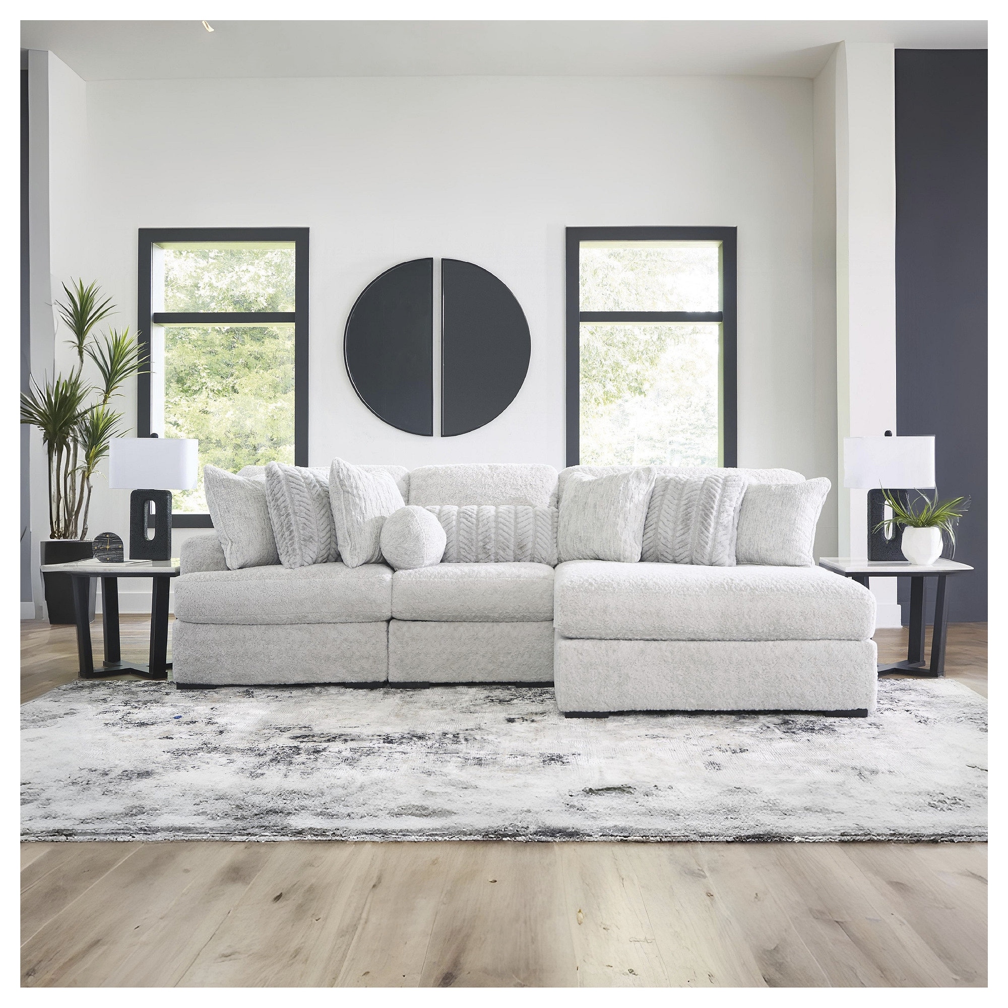Signature Design by Ashley Snodoodle Gray 3-Piece Sectional with Chaise - 125" W x 67" D x 40" H