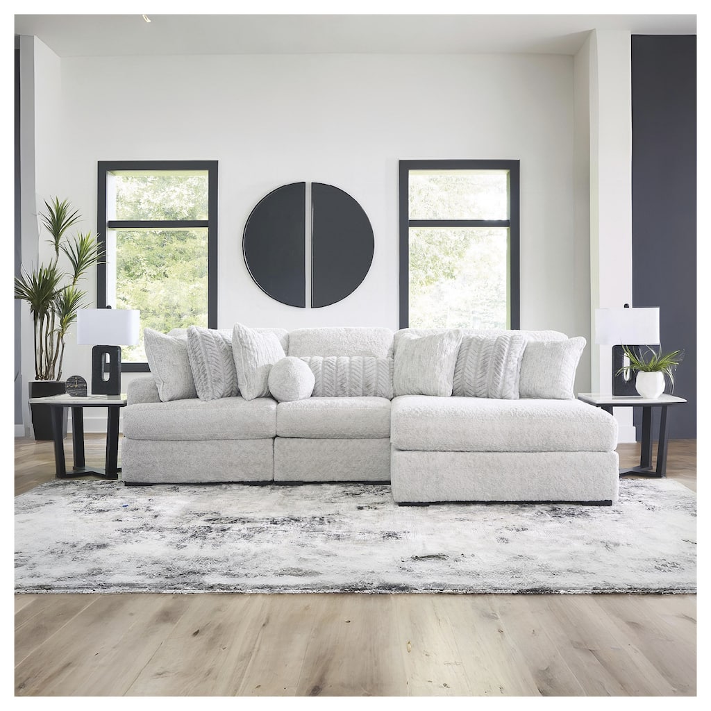 Signature Design by Ashley Snodoodle Gray 3-Piece Sectional with Chaise - 125" W x 67" D x 40" H