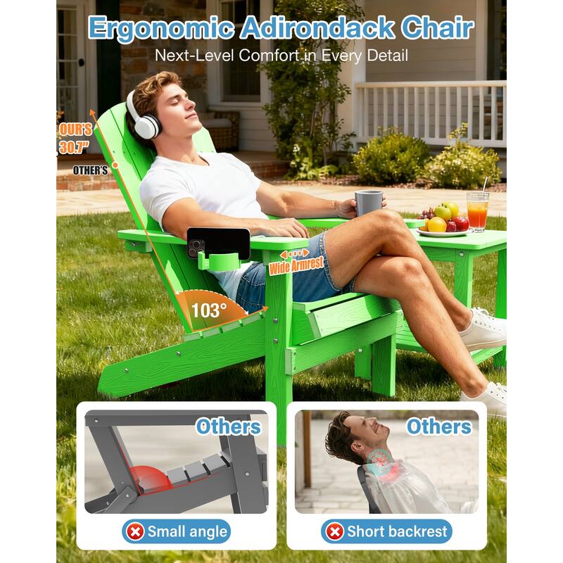 WINSOON All Weather HIPS Outdoor Plastic Adirondack Chairs Set of 2