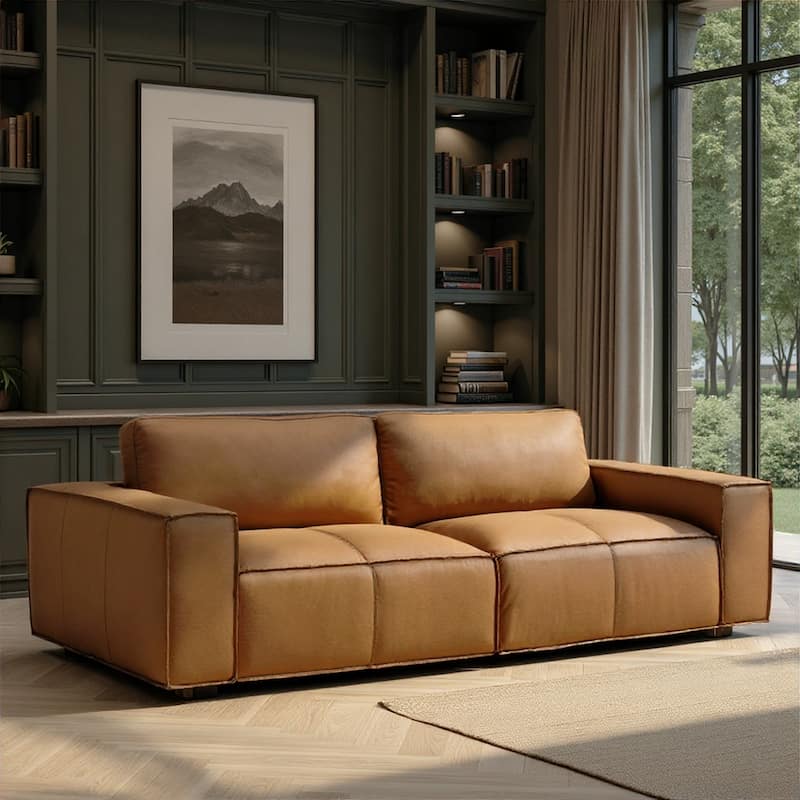 Clayton Top Grain Genuine Leather Loveseat, Sofa, or Living Room Set