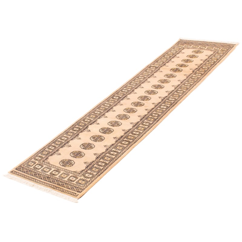 ECARPETGALLERY Hand-knotted Peshawar Bokhara Ivory Wool Rug - 2'7 x 9'9