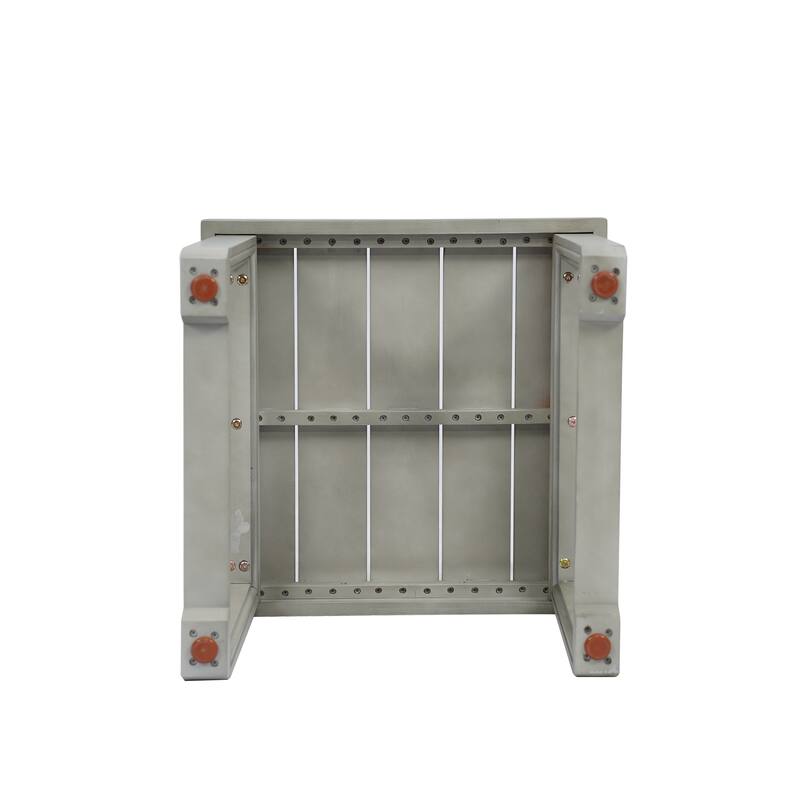 Roomfitters Outdoor Patio Side Table with Modern Wood Look, Weather-Resistant Frame, Light Grey