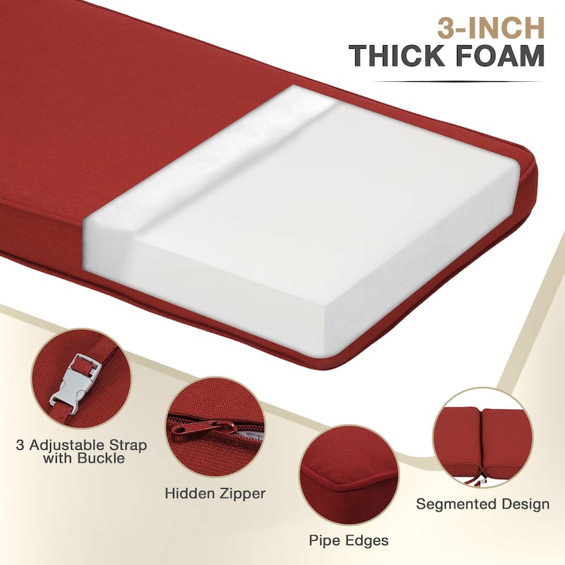 Aoodor Patio Chaise Lounger Cushions Set of 2, Olefin Fabric, Water-Resistant, 72x21x3 Inches(Only Cushions)