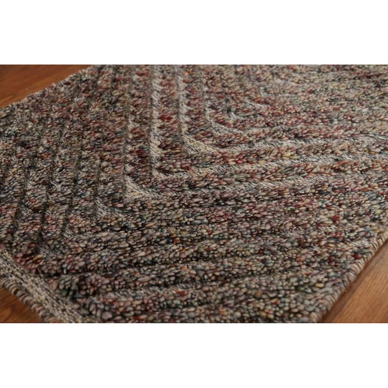 Chevron Style Moroccan Foyer Rug Handmade Multi-Color Wool Carpet - 2'0"x 3'0"