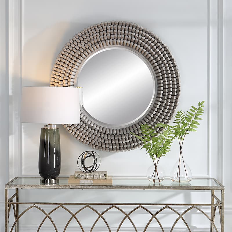 Portside Round Wall Mirror - 40" - Gray