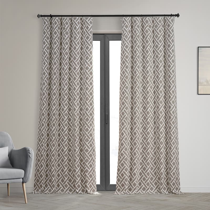 Exclusive Fabrics Martinique Printed Cotton Hotel Blackout Curtain (1 Panel) - 50 X 120 - Martinique Taupe