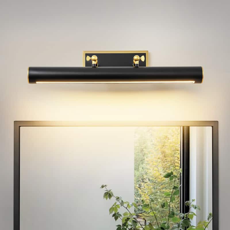 23.8" Vintage Industrial Black&Gold Linear LED Bathroom Vanity Light, Picture Lights - 23.8 in. W x 9.4 in. H x 11.4 in. D