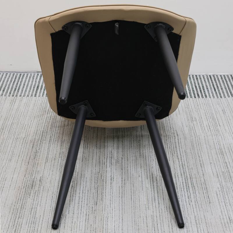 PU Leather Dining Chair with Metal Legs, Wave Pattern Upholstered Armless Chair Set of 4 for Kitchen, Restaurant, Living