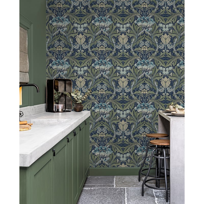 NextWall Acanthus Floral Peel and Stick Wallpaper