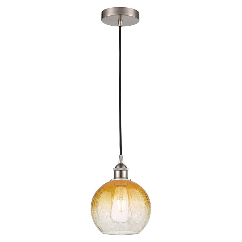 Innovations Lighting Endless Possibilities Edison - Brookhaven Globe - 1 Light 8" Cord Hung Mini Pendant - Brushed Satin Nickel/Amber
