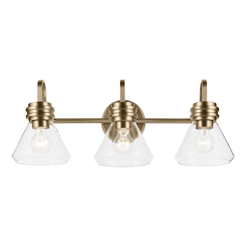 Kichler Lighting Farum 26" 3-Light Vanity Light with Clear Glass in Champagne Bronze