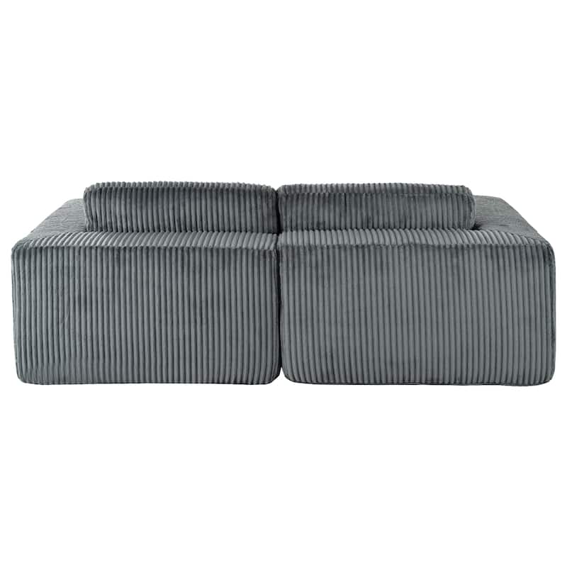 Roomfitters Corduroy Double Sofa Bed with Pillows, Modern Convertible Couch for Living Room, Apartment