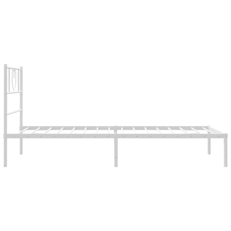 vidaXL Twin XL Metal Bed Frame with Headboard, White, No Mattress - 81.5" x 41.3" x 35.4"