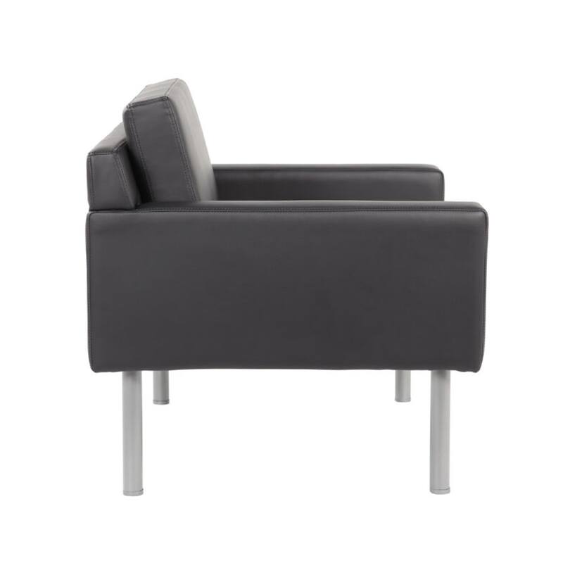 Sia Oversized Lounge Chair, Black Antimicrobial Vinyl, Nickel Legs