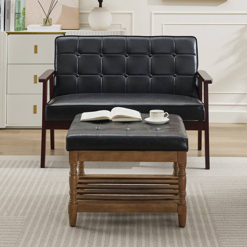 Luxury Storage Coffee Table with Upholstered Top & Shelf