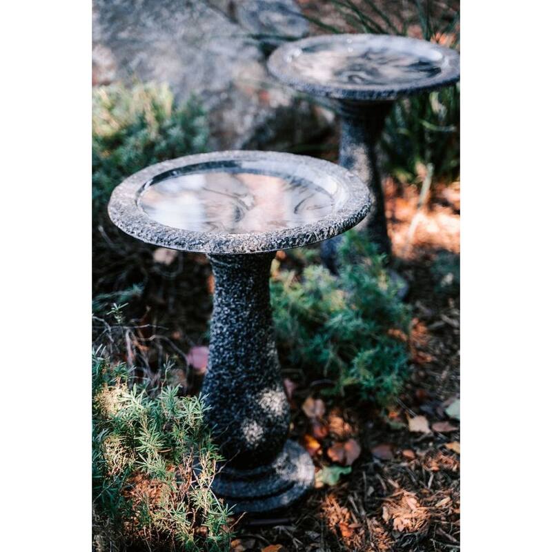 XBrand Set of 2 Birdbaths w/ Round Pedestal & Base, 23.6 Inch Tall