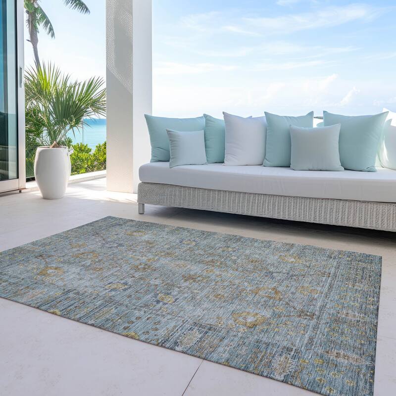 Machine Washable Indoor/ Outdoor Vintage Traditional Chantille Rug