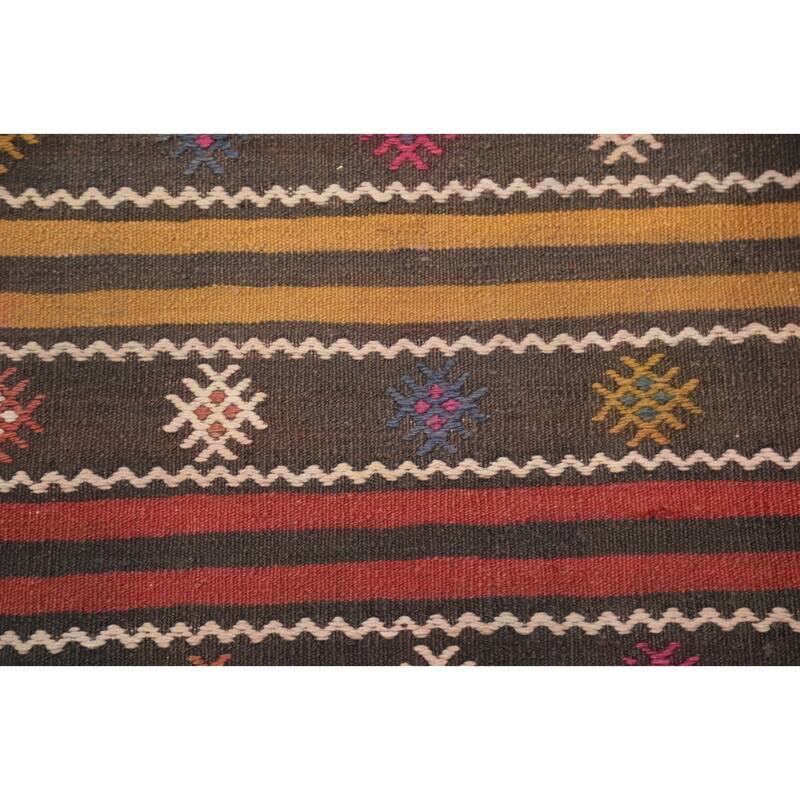Hand Woven Oriental 100% Wool Carpet Southwestern Tribal Multi-Colored Kilim Area Rug - 9' 4'' X 5' 3''