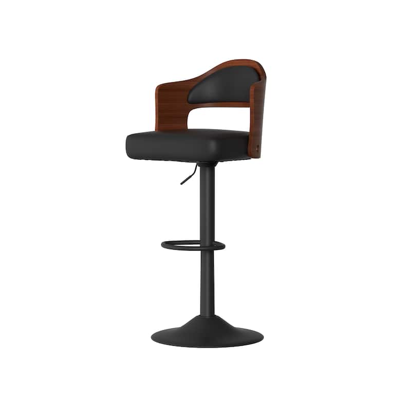 Swivel Bar Stools Set of 2 Seat Adjustable Height 24.5-33.5IN, Wooden Barstools PU Leather Upholstered Bar Chairs