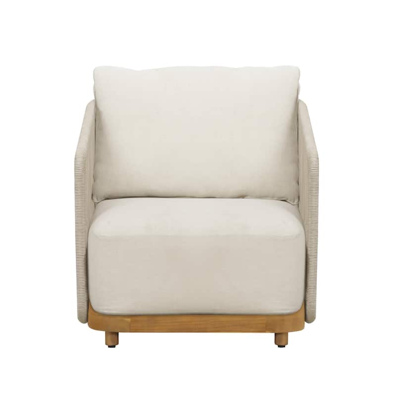 Alpine Teak Wood Outdoor Arm Chair with Rope Design