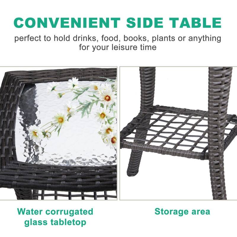 Patio 22 in. Wicker Side Table