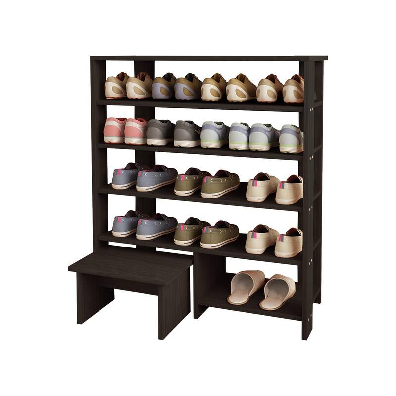 HELLO LAURA Farmhouse 4 Tier Wood Shoe Rack for Entryway Black