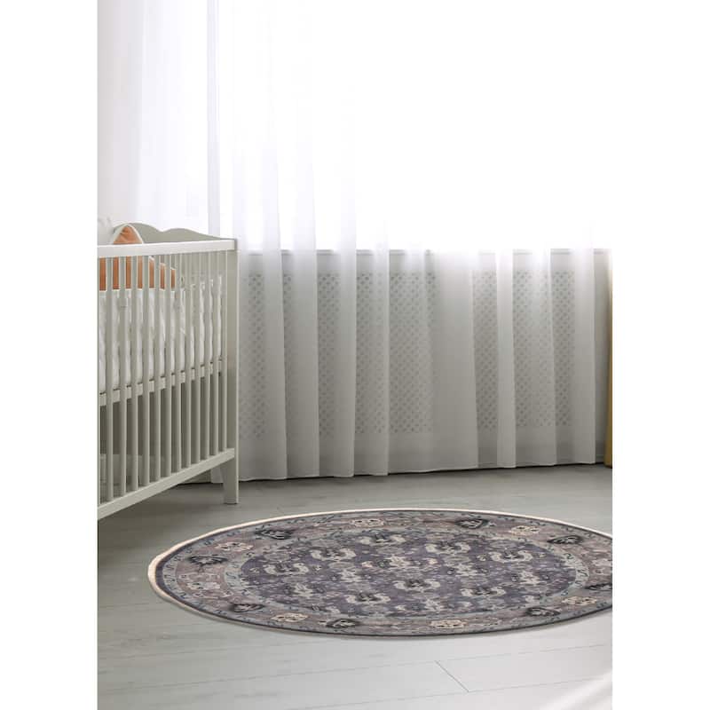 ECARPETGALLERY Hand-knotted Finest Agra Jaipur Dark Grey Wool Rug - 7'10 x 7'10