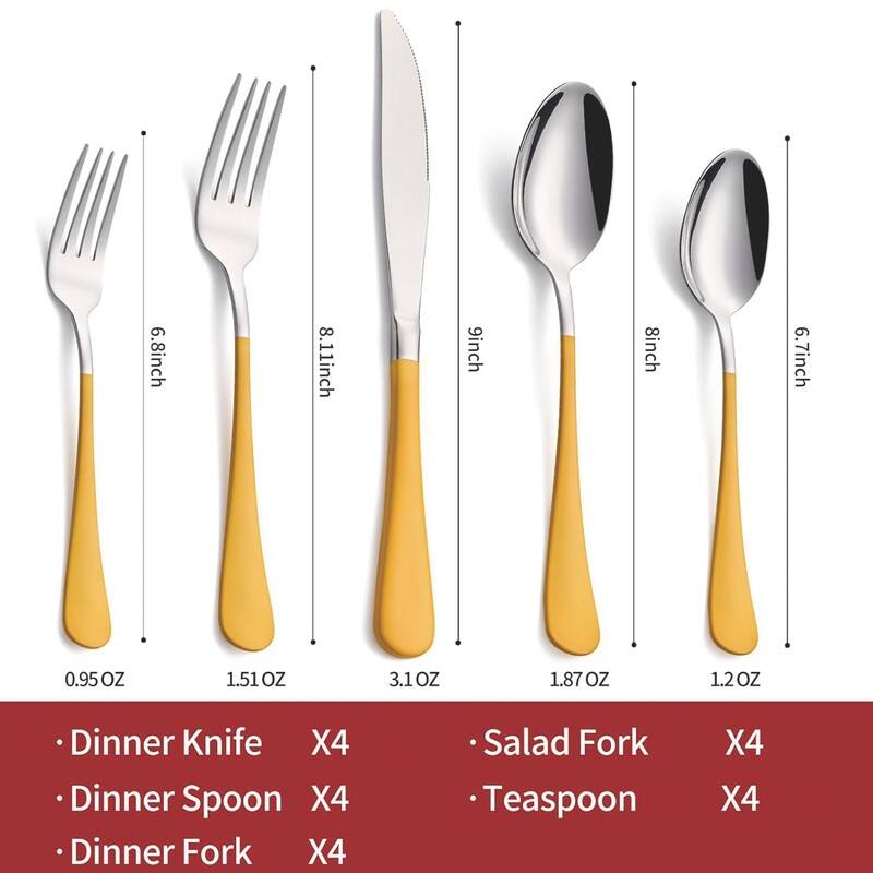 20 Piece 18/0 Stainless Steel Flatware Cutlery Set Service for 4,Mirror Finish