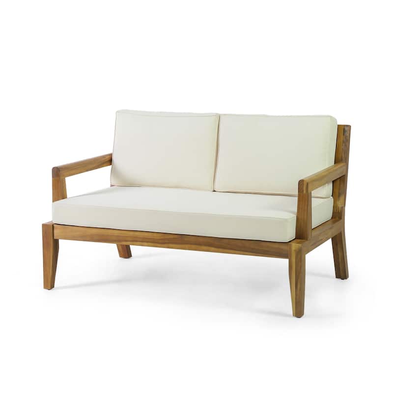 Rossville Outdoor Acacia Wood Loveseat and Coffee Table Set by Christopher Knight Home