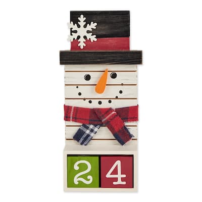 Snowman Tabletop Block Advent Calendar - 11" - White and Black