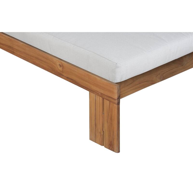 Paradiso Outdoor Teak Chaise - Light Gray Fabric