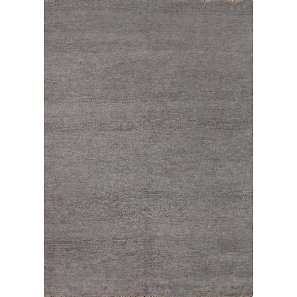 Gray Gabbeh Modern Area Rug Hand-Knotted Wool Carpet - 4'11" x 6'6"